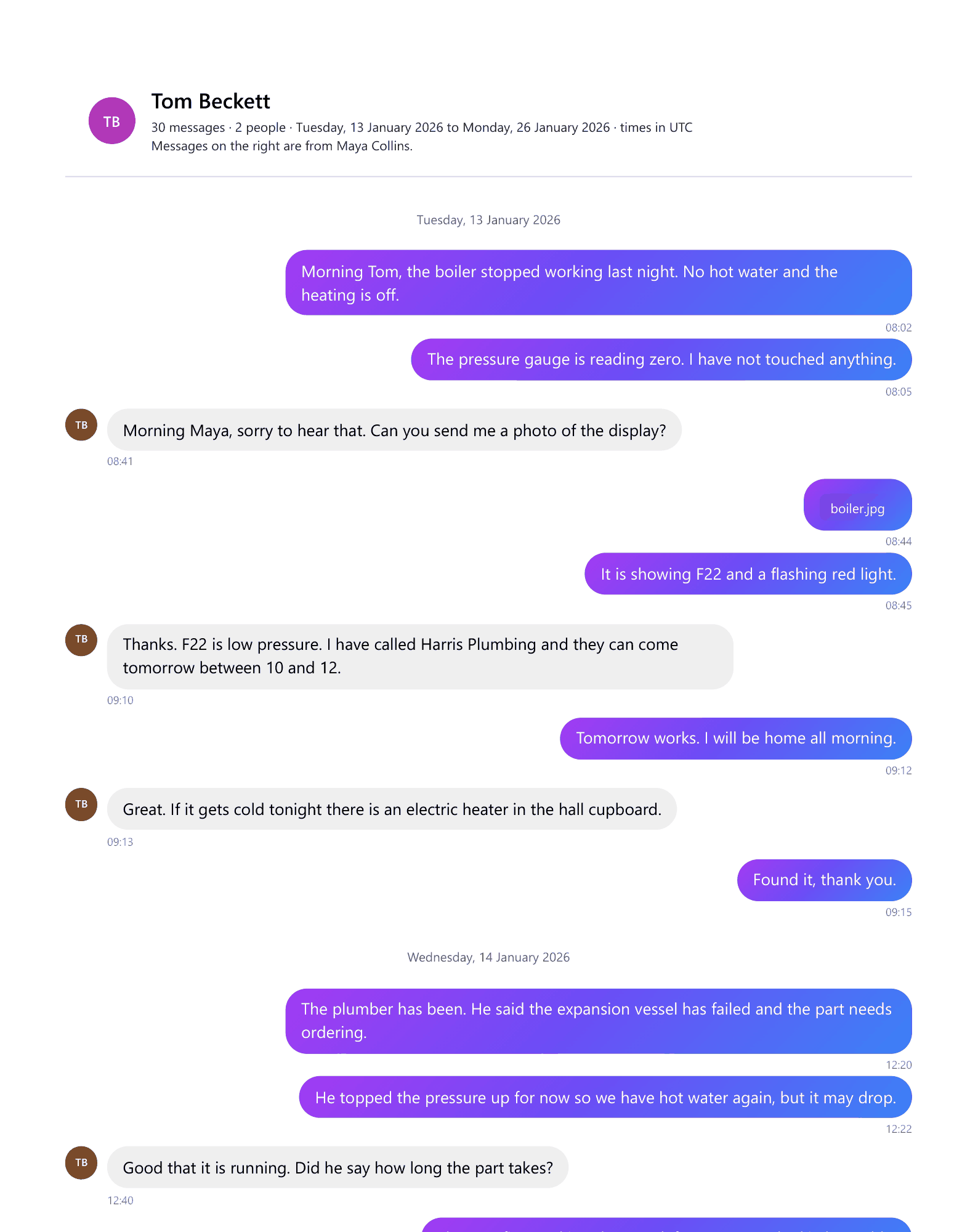 A page of the sample transcript in the Instagram look style
