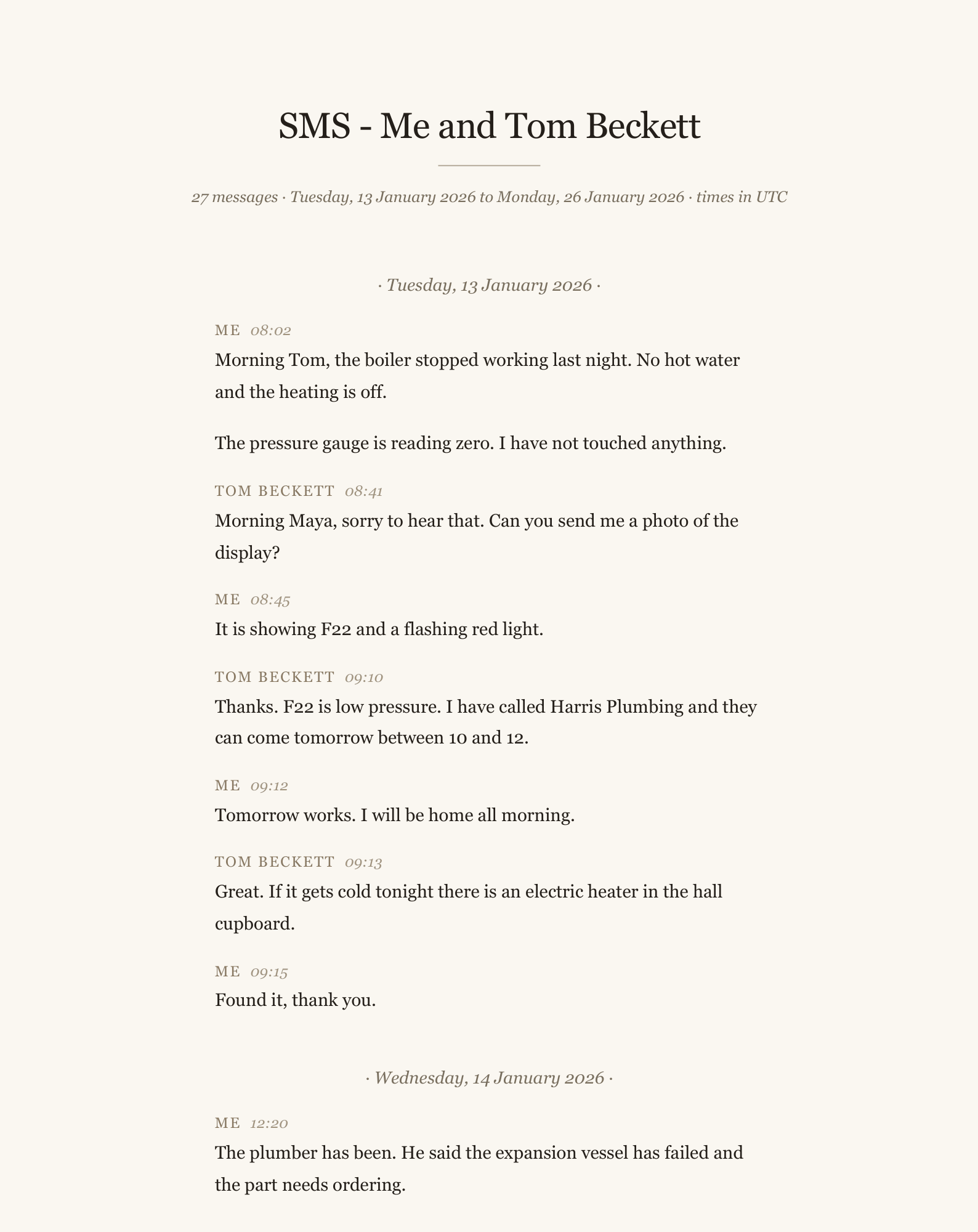 A page of the sample transcript in the Book style