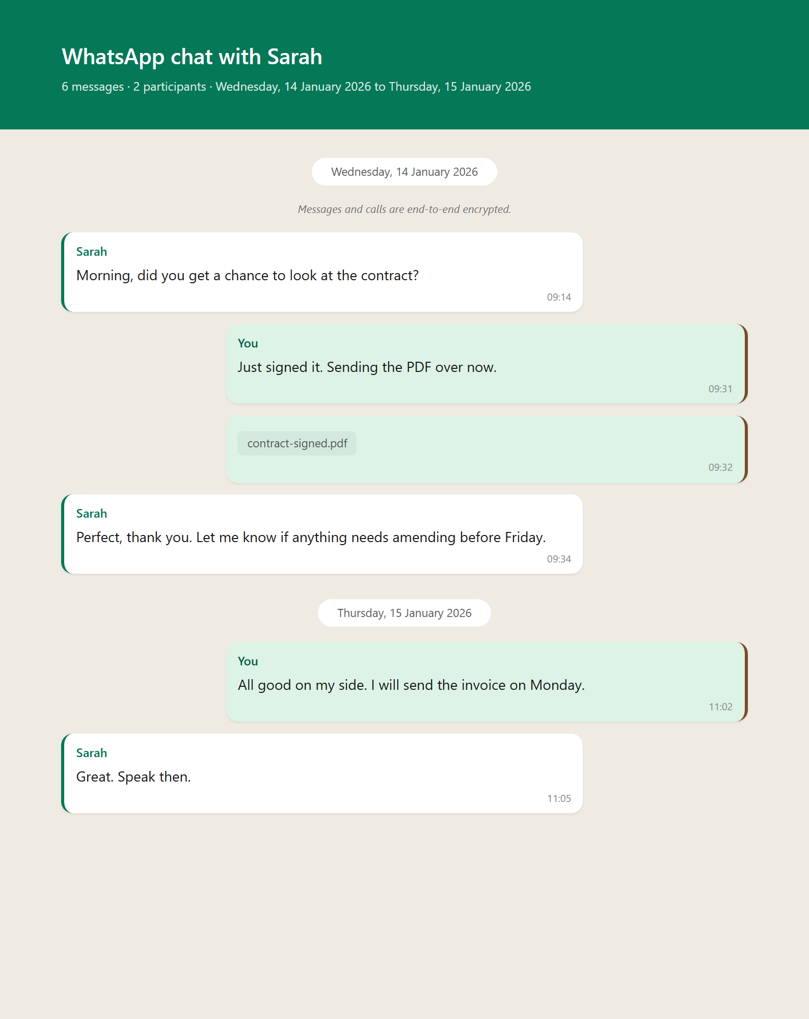 A page of a transcript in the Chat bubbles style