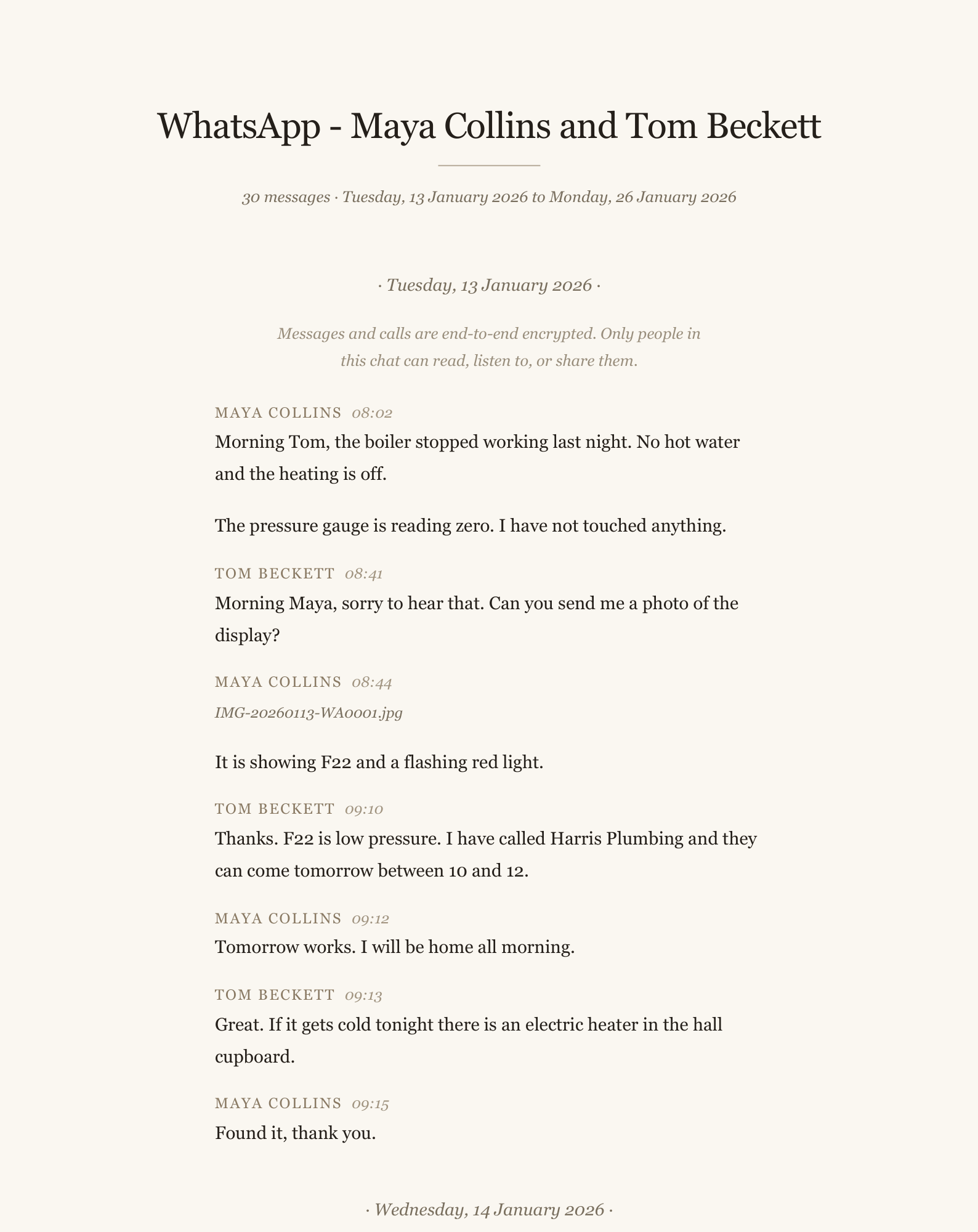 A page of the sample transcript in the Book style